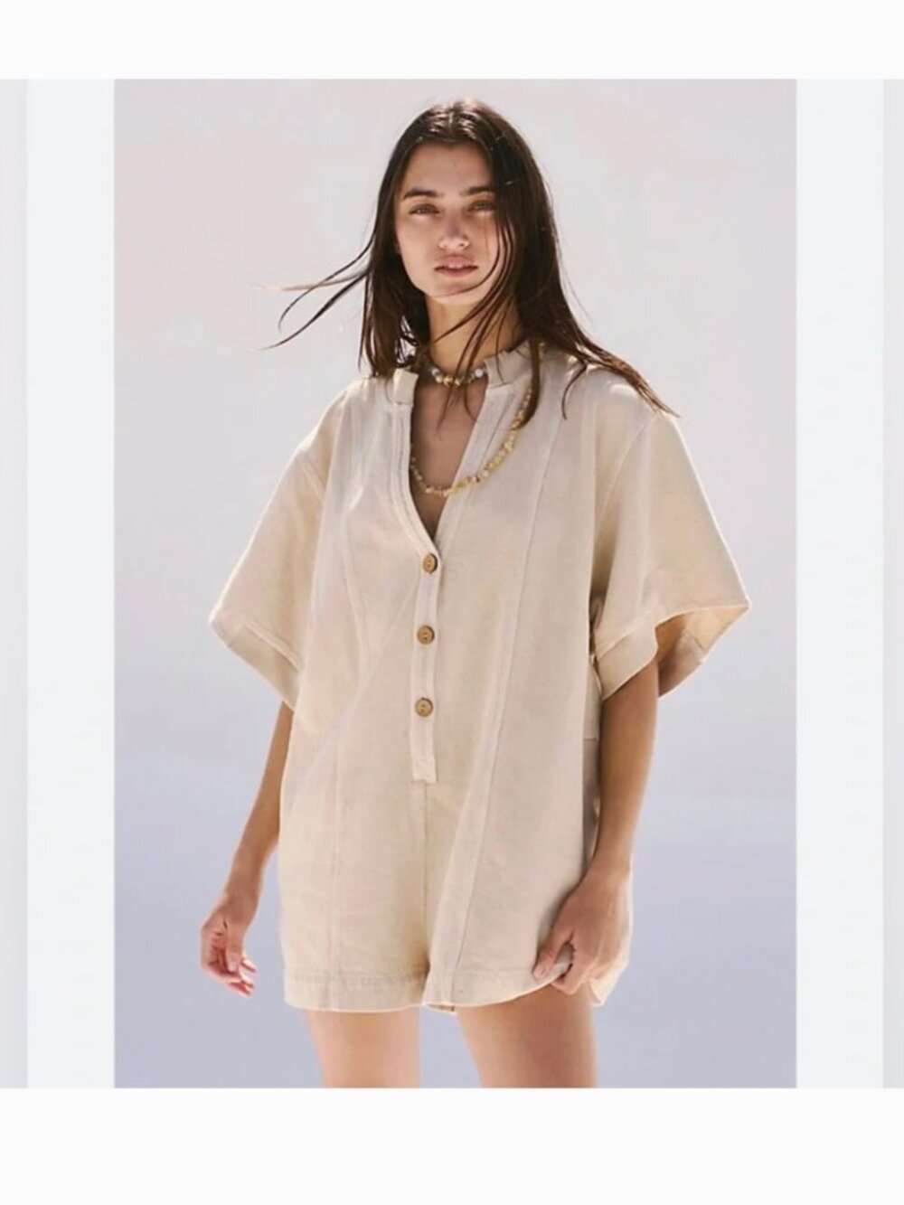 Free People Easton Cream Romper Size Medium